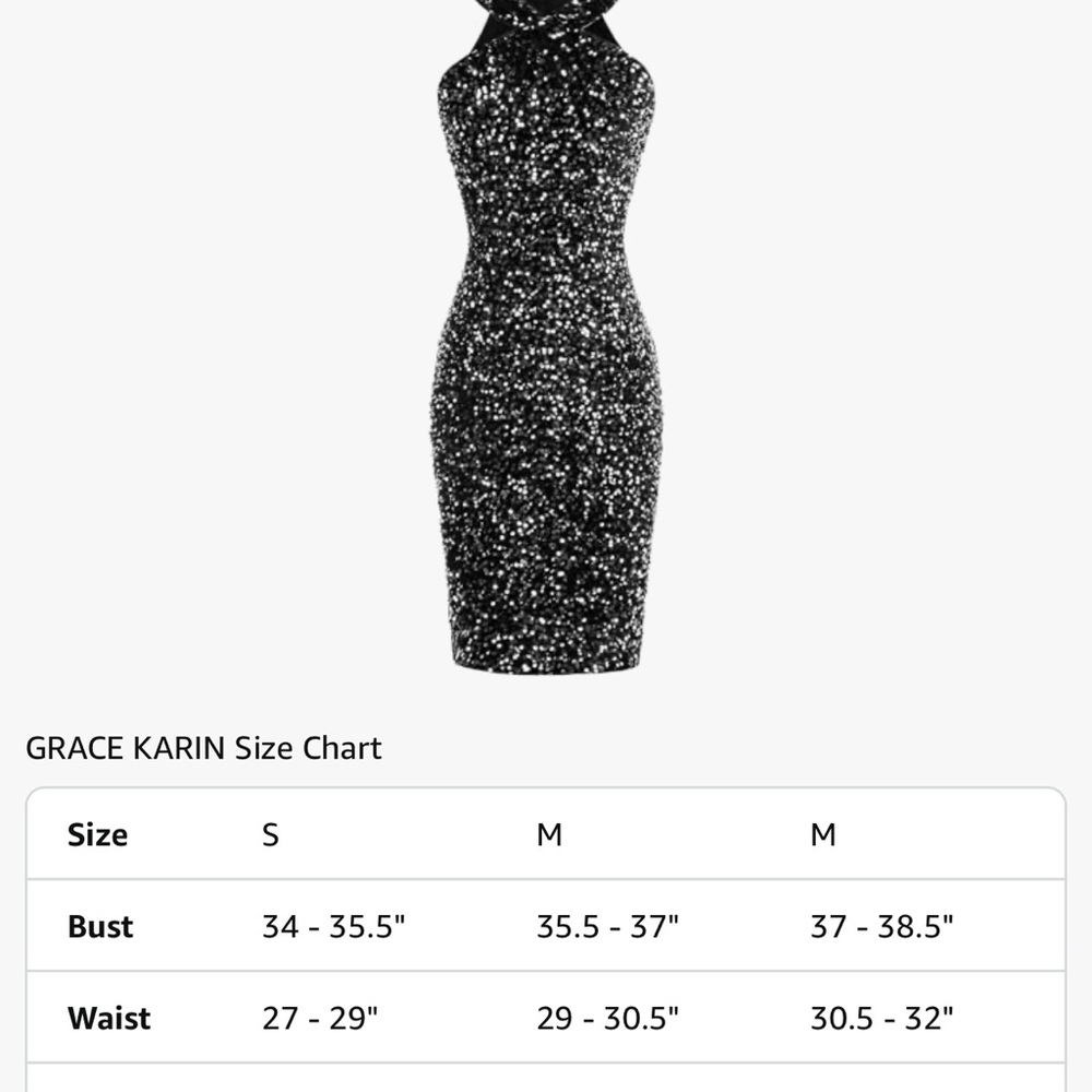 Grace Karin Black Sequin Halter Dress